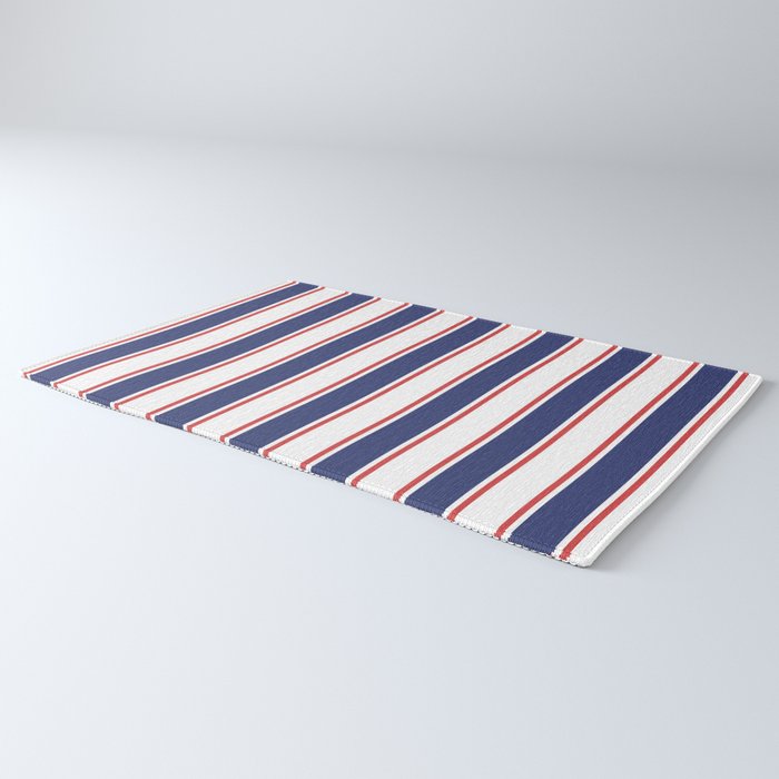 Nautical Red and Blue Stripes 2 Rug Gallery Image 3