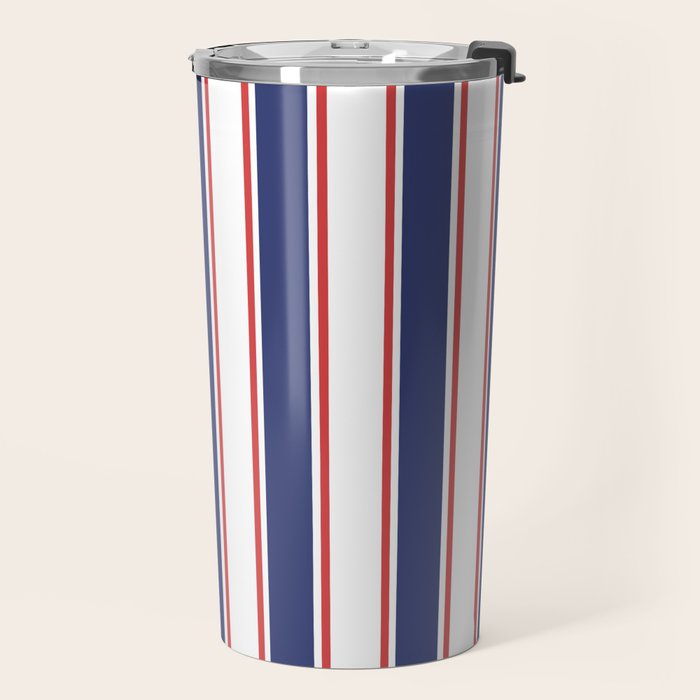 Nautical Red and Blue Stripes 2 Travel Mug Gallery Image 2