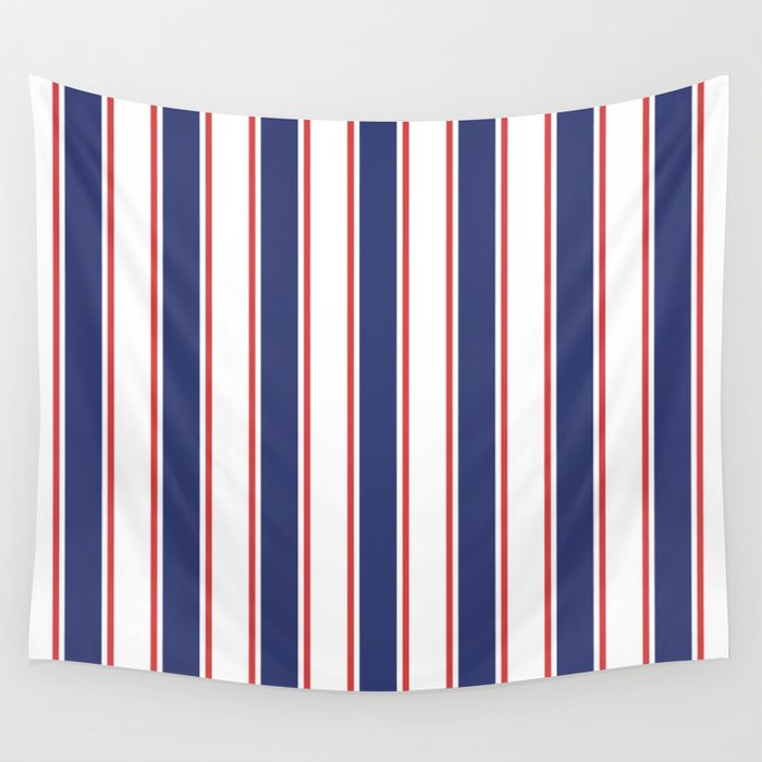 Nautical Red and Blue Stripes 2 Wall Tapestry Gallery Image 4