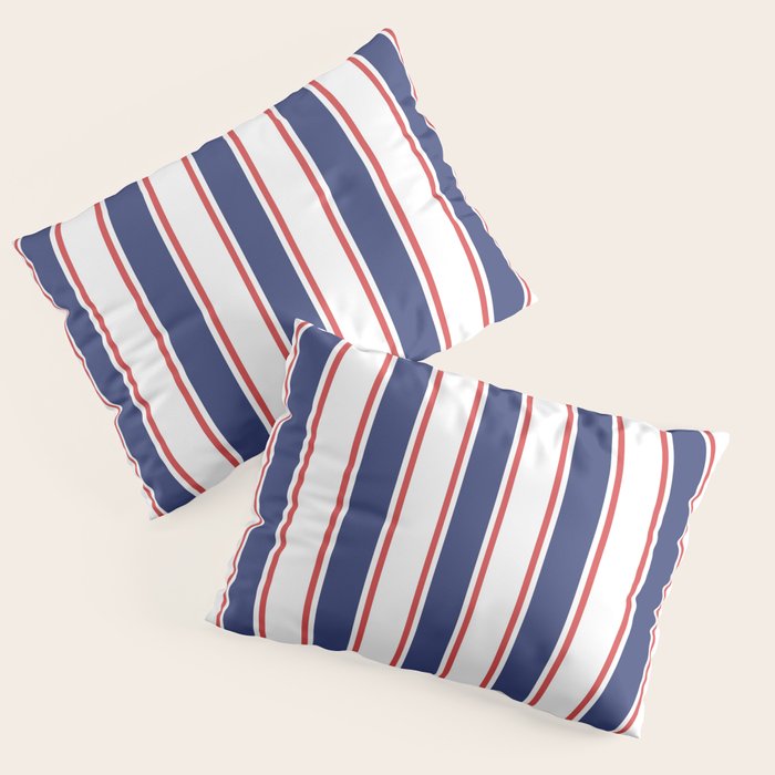 Nautical Red and Blue Stripes 2 Pillow Sham Gallery Image 3