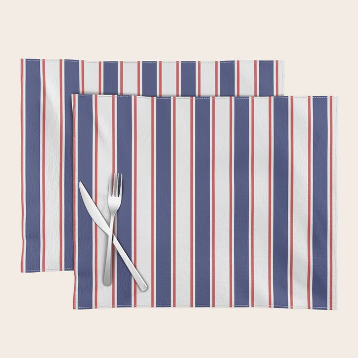 Nautical Red and Blue Stripes 2 Placemat Gallery Image 1
