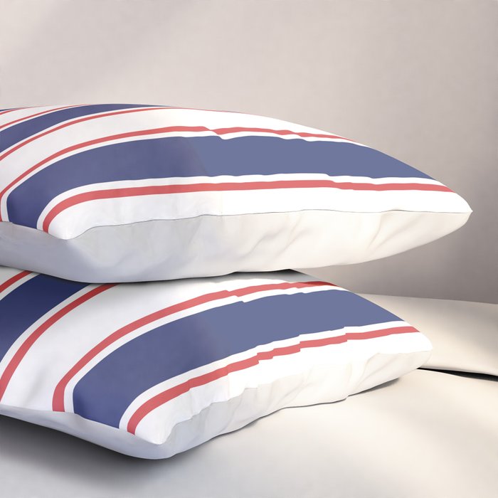 Nautical Red and Blue Stripes 2 Pillow Sham Gallery Image 3