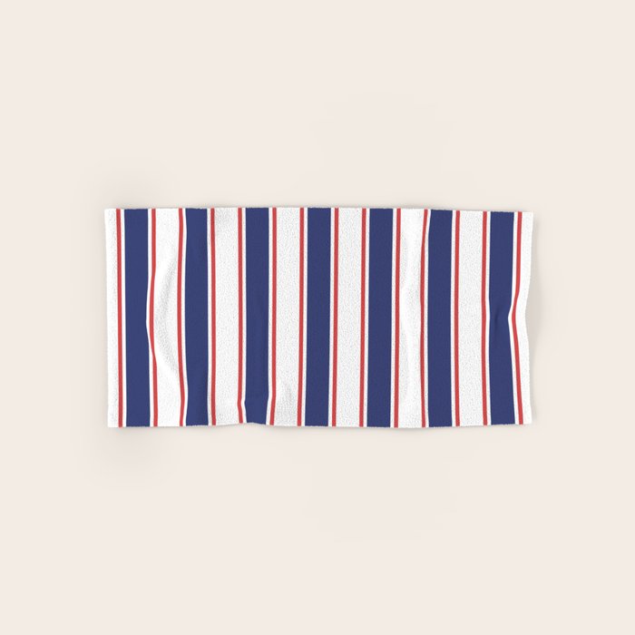 Nautical Red and Blue Stripes 2 Towels Gallery Image 1