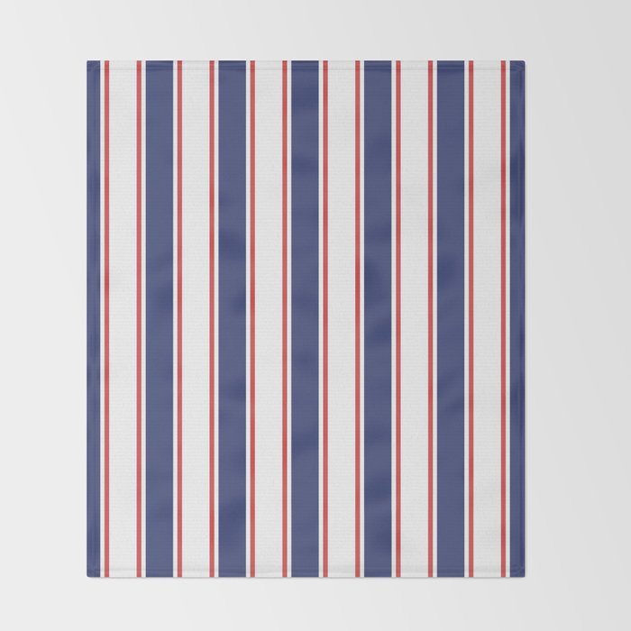 Nautical Red and Blue Stripes 2 Throw Blanket Gallery Image 2