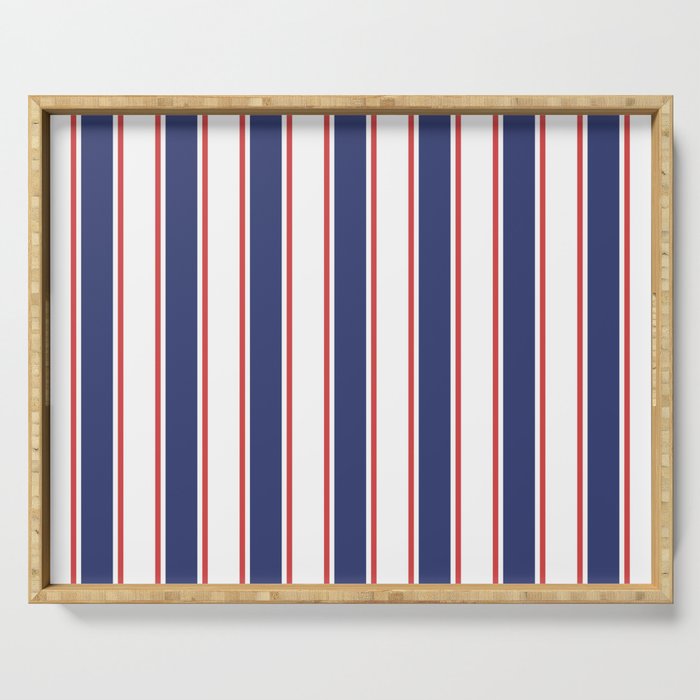 Nautical Red and Blue Stripes 2 Serving Tray Gallery Image 1