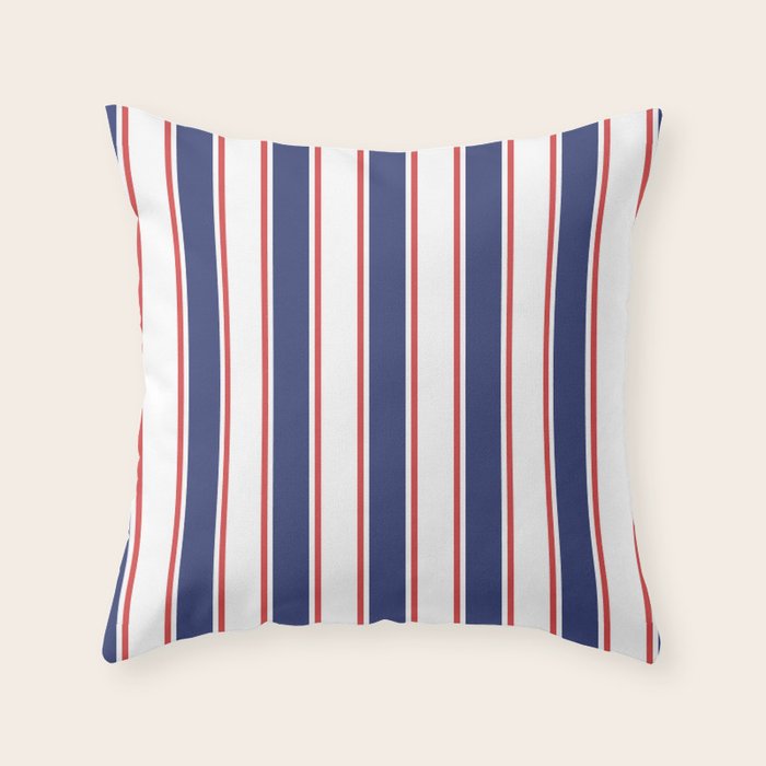 Nautical Red and Blue Stripes 2 Throw Pillow Gallery Image 6