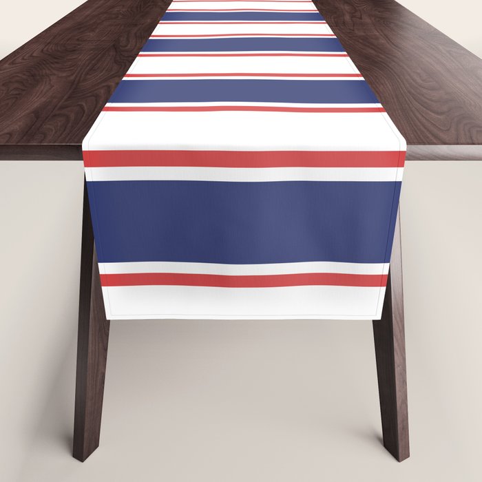 Nautical Red and Blue Stripes 2 Table Runner Gallery Image 1