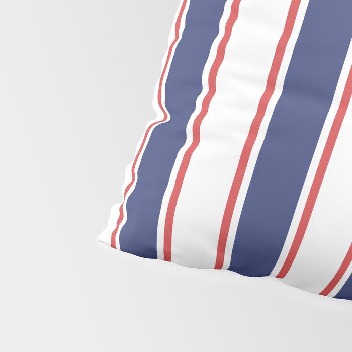 Nautical Red and Blue Stripes 2 Pillow Sham Gallery Image 4