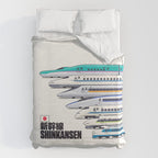 Shinkansen Bullet Train Evolution - White Duvet Cover Gallery Image 6