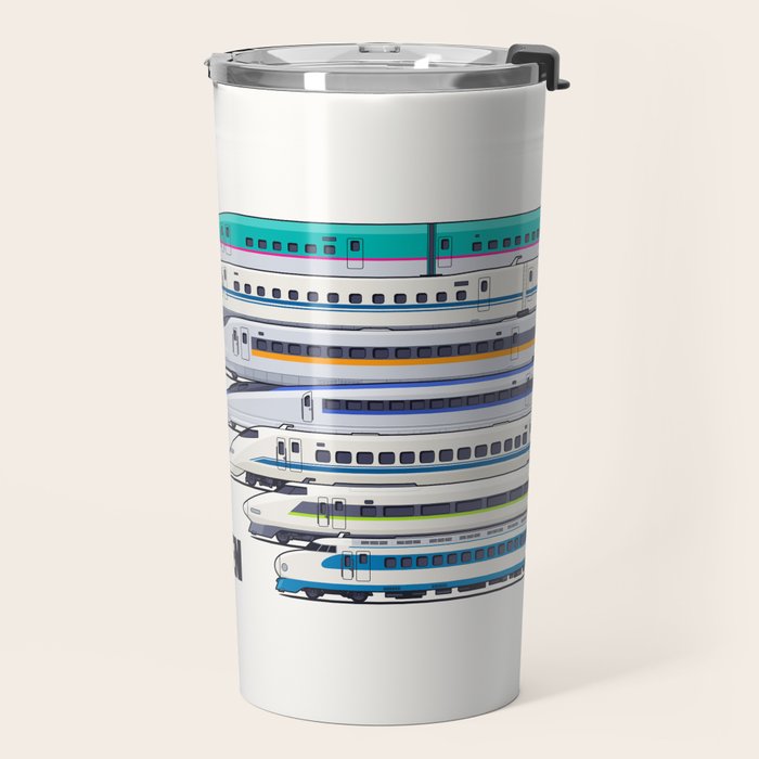 Shinkansen Bullet Train Evolution - White Travel Mug Gallery Image 2