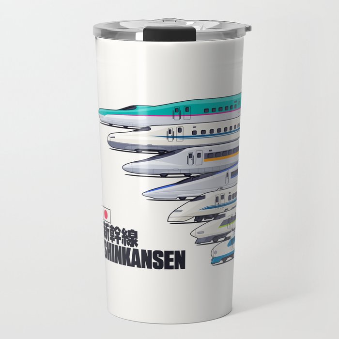 Shinkansen Bullet Train Evolution - White Travel Mug Gallery Image 1
