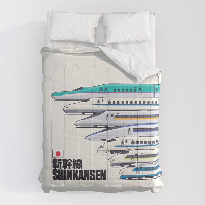 Shinkansen Bullet Train Evolution - White Comforter Gallery Image 6