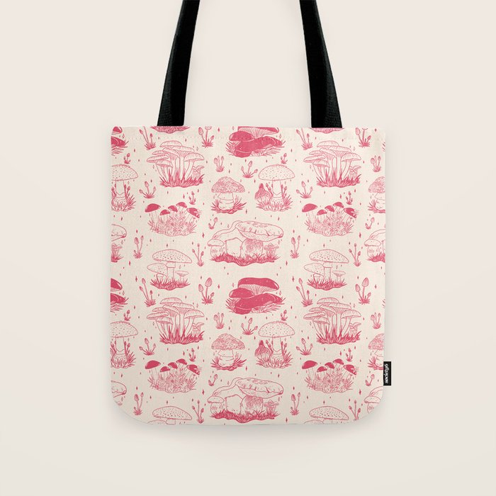 Mushroom Toile in Pink Tote Bag Gallery Image 1
