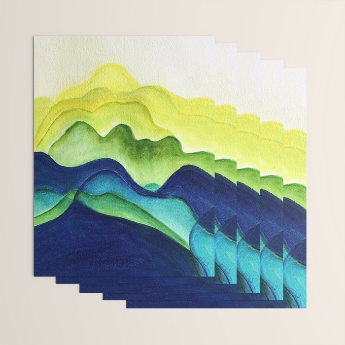 Abstract in Yellow, Green and Blue Wrapping Paper Gallery Image 3