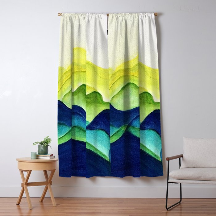 Abstract in Yellow, Green and Blue Window Curtain Gallery Image 5