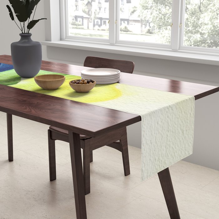 Abstract in Yellow, Green and Blue Table Runner Gallery Image 2