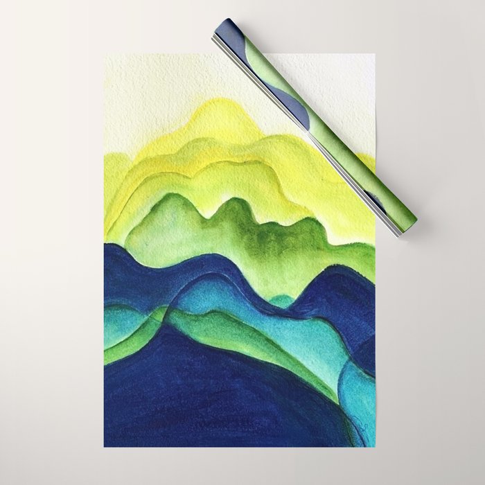 Abstract in Yellow, Green and Blue Wrapping Paper Gallery Image 1