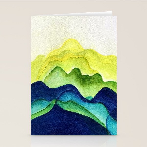 Abstract in Yellow, Green and Blue Stationery Card Gallery Image 2