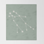 Gemini Zodiac Star Constellation Line Art Soft Sage Throw Blanket Gallery Image 2