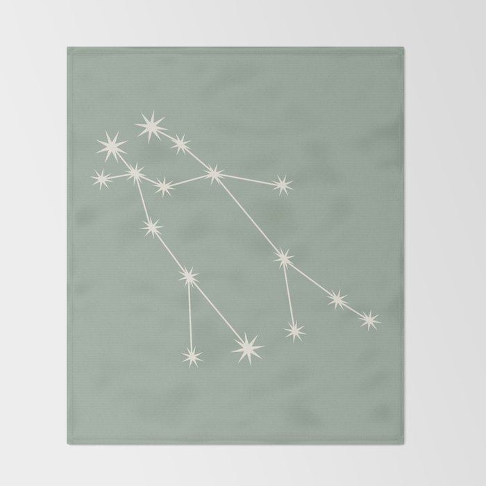 Gemini Zodiac Star Constellation Line Art Soft Sage Throw Blanket Gallery Image 2