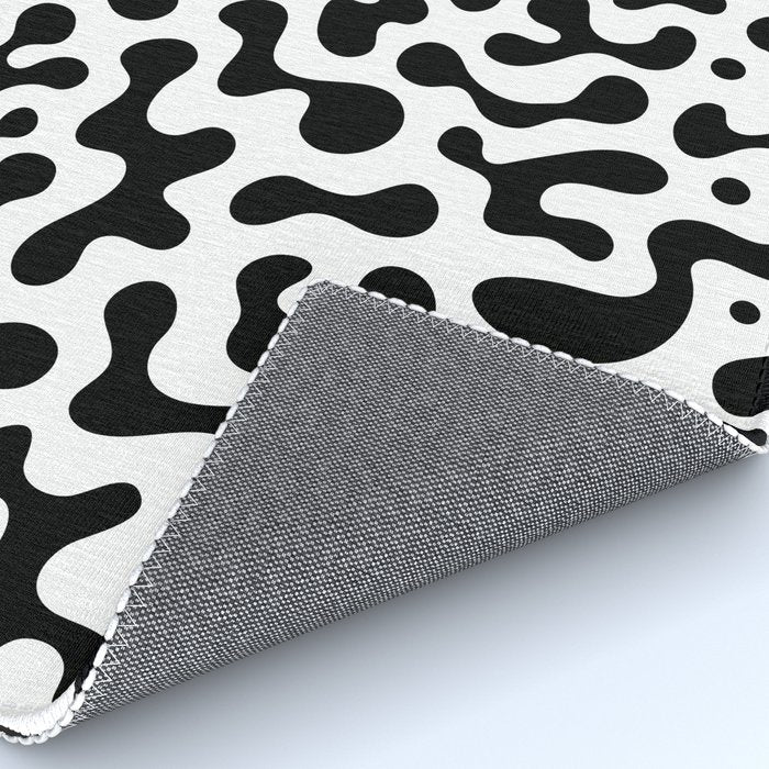 Abstract black organic liquid shape pattern Rug Gallery Image 4
