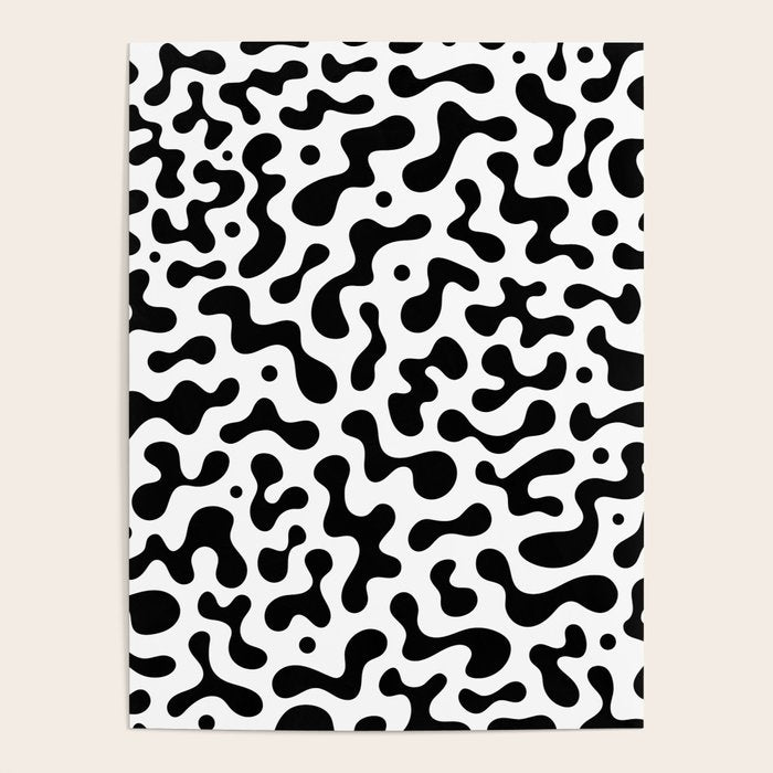 Abstract black organic liquid shape pattern Poster Gallery Image 1