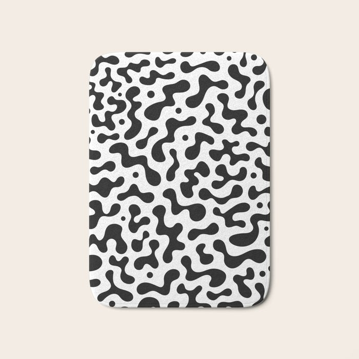 Abstract black organic liquid shape pattern Bath Mat Gallery Image 1