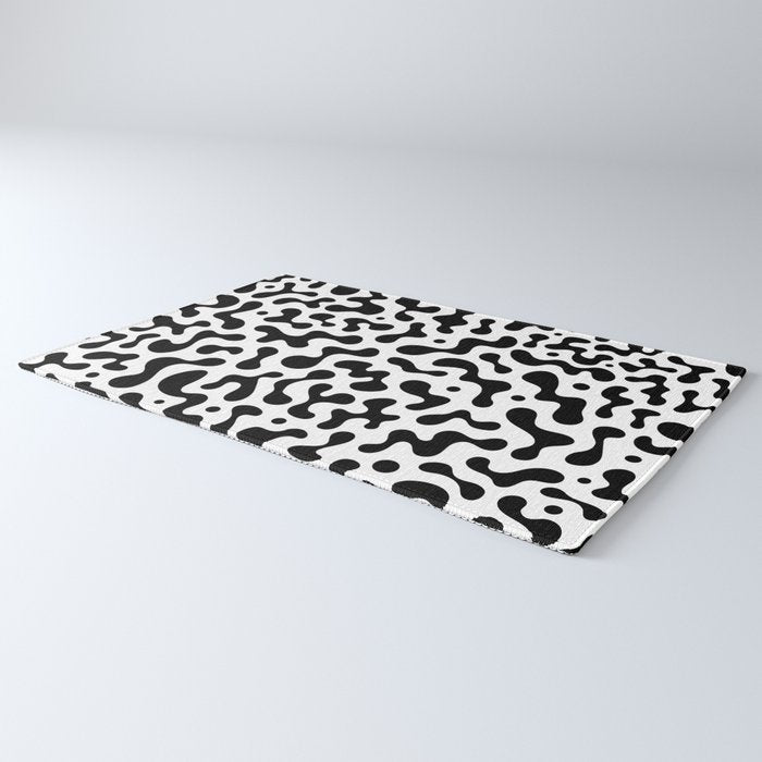 Abstract black organic liquid shape pattern Rug Gallery Image 3