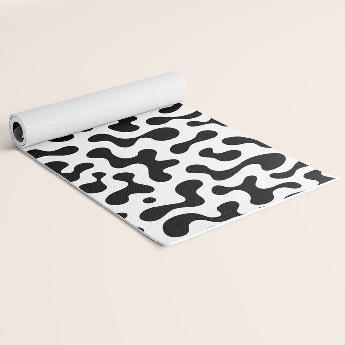Abstract black organic liquid shape pattern Yoga Mat Gallery Image 2
