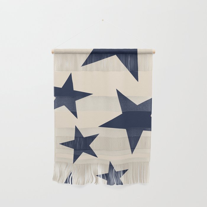 Navy & Light Beige Big Ol' Stars Wall Hanging Gallery Image 1