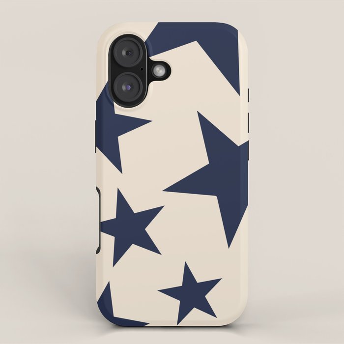Navy & Light Beige Big Ol' Stars iPhone Case Gallery Image 1