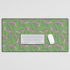 Crocodiles (Textured Green and Pink) Desk Mat Gallery Image 1