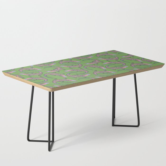 Crocodiles (Textured Green and Pink) Coffee Table Gallery Image 1