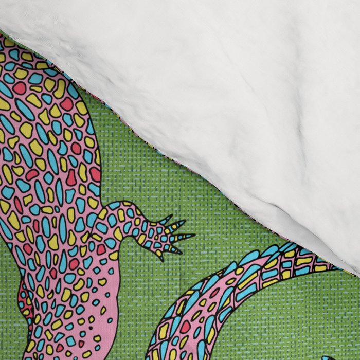 Crocodiles (Textured Green and Pink) Comforter Gallery Image 4