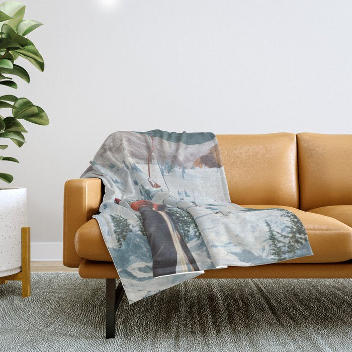 Bridger Skiing Throw Blanket Gallery Image 1