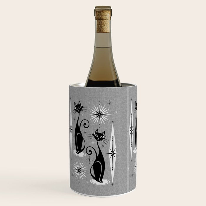 Mid Century Meow Atomic Cats on Cool Gray ©studioxtine Wine Chiller Gallery Image 2