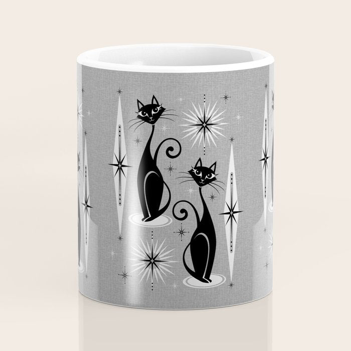 Mid Century Meow Atomic Cats on Cool Gray ©studioxtine Coffee Mug Gallery Image 4