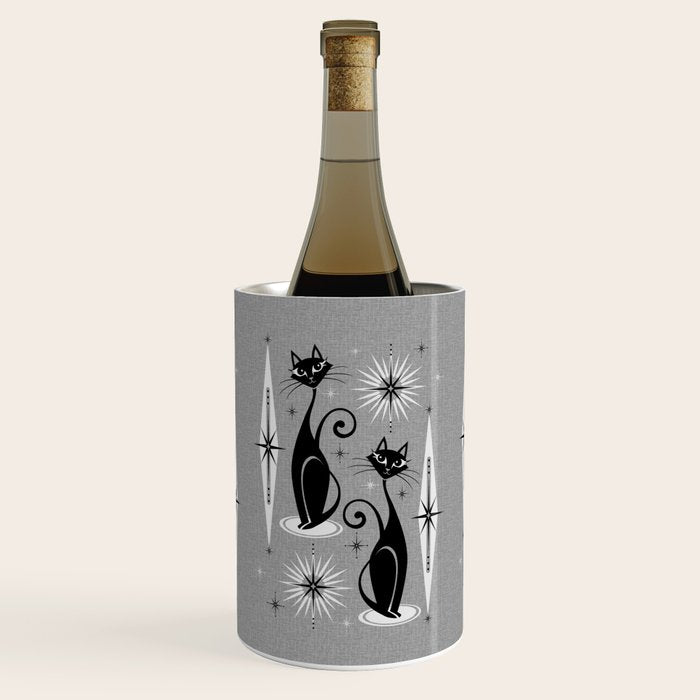 Mid Century Meow Atomic Cats on Cool Gray ©studioxtine Wine Chiller Gallery Image 1