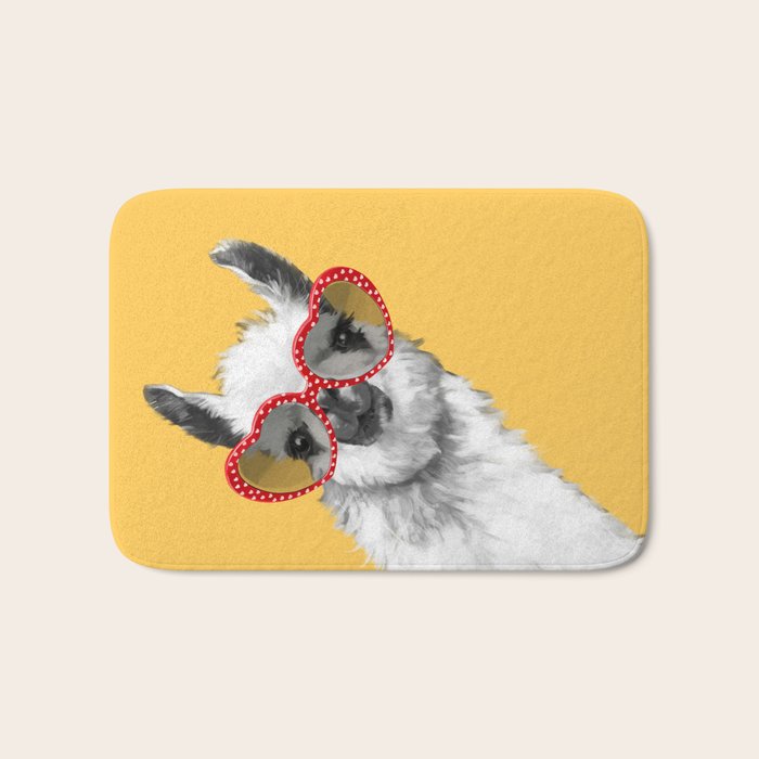 Fashion Hipster Llama with Glasses Bath Mat Gallery Image 1