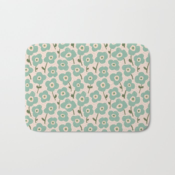 Little flowers aqua Bath Mat Gallery Image 1