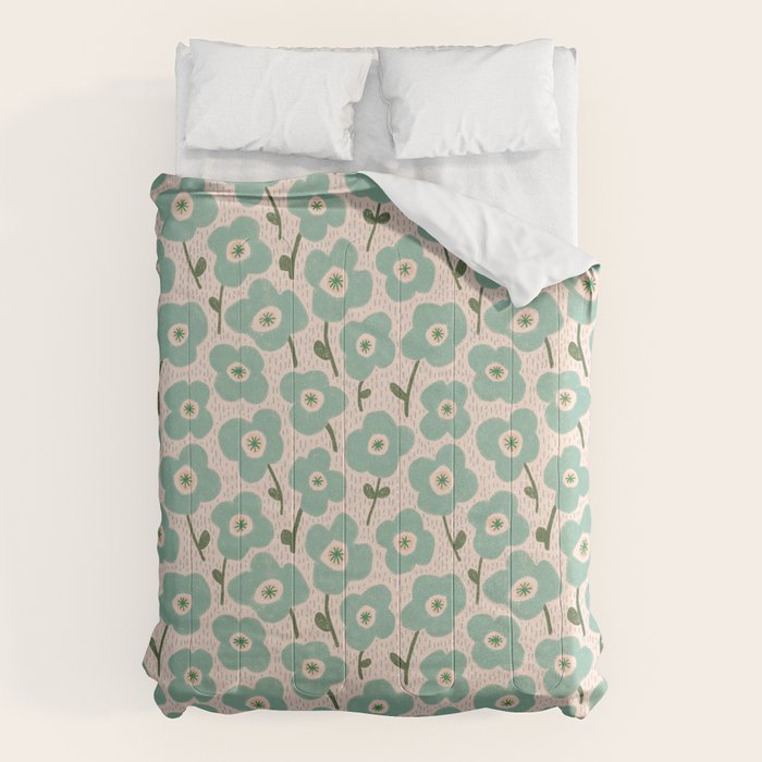 Little flowers aqua Comforter Gallery Image 1
