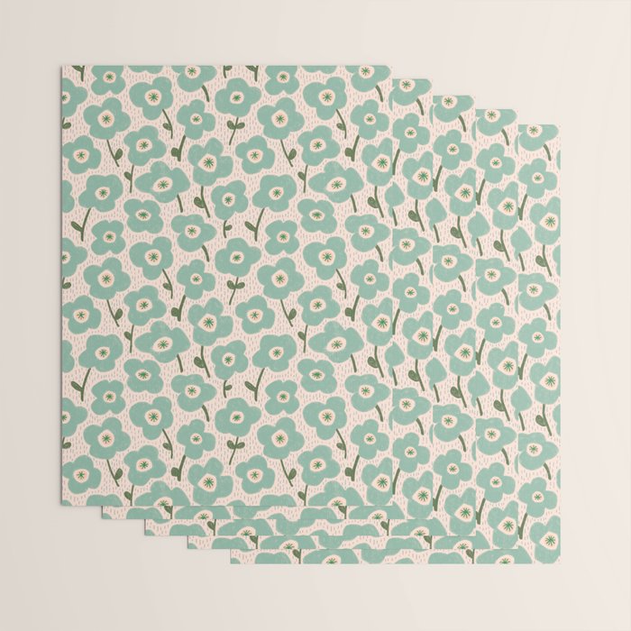 Little flowers aqua Wrapping Paper Gallery Image 3