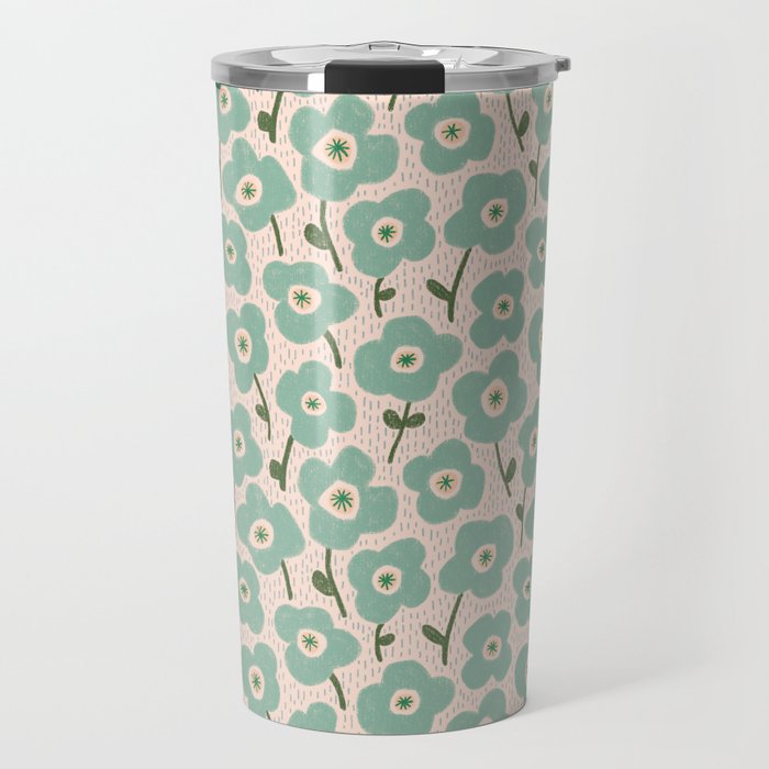 Little flowers aqua Travel Mug Gallery Image 1