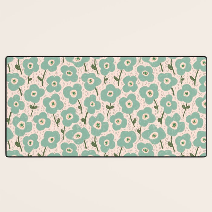 Little flowers aqua Desk Mat Gallery Image 3