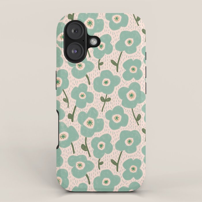 Little flowers aqua iPhone Case Gallery Image 1