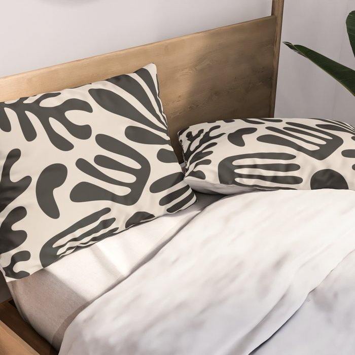 Matisse Cut Outs Ecru Beige Black Mid Century Modern Art Pillow Sham Gallery Image 2