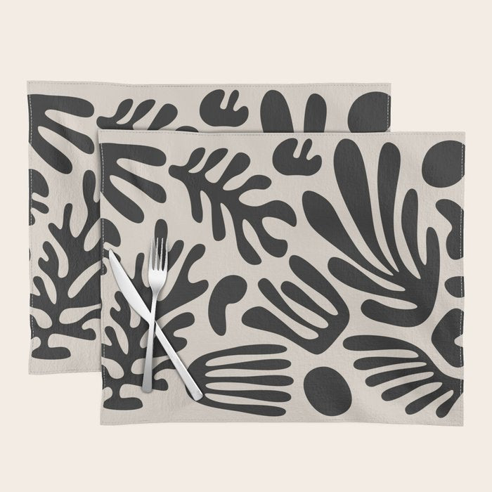 Matisse Cut Outs Ecru Beige Black Mid Century Modern Art Placemat Gallery Image 1