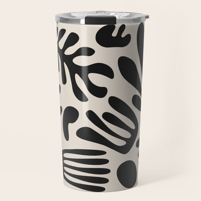 Matisse Cut Outs Ecru Beige Black Mid Century Modern Art Travel Mug Gallery Image 1