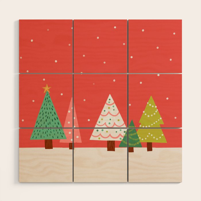 Holly Jolly Trees Wood Wall Art Gallery Image 1