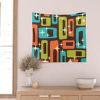 Retro Mid Century Modern Abstract Pattern 632 Wall Tapestry Gallery Image 2